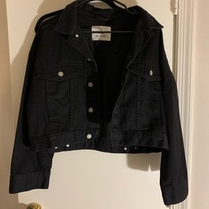 H&M black boyfriend cropped denim jacket